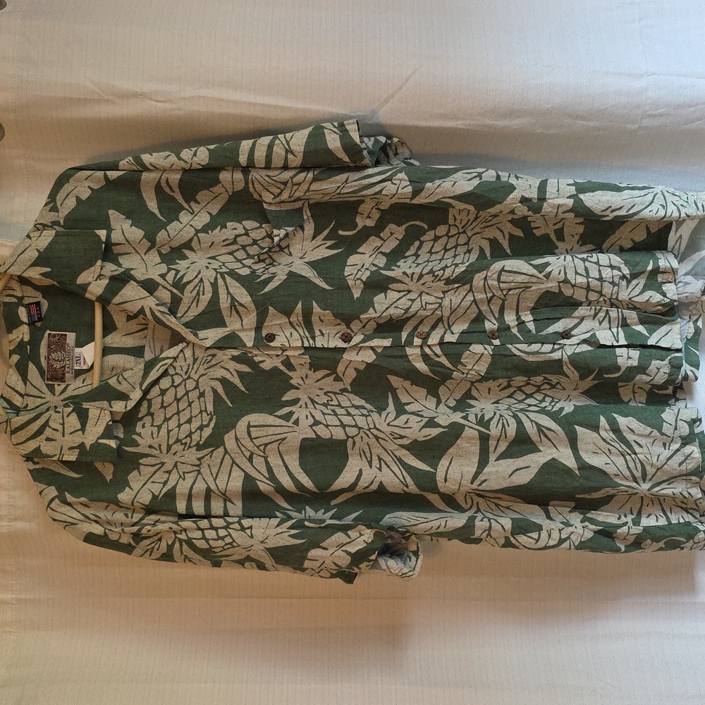 Kalaheo Green Tropical Print Men's Shirt Made In Hawaii Men's 2xl - Picture 4 of 4